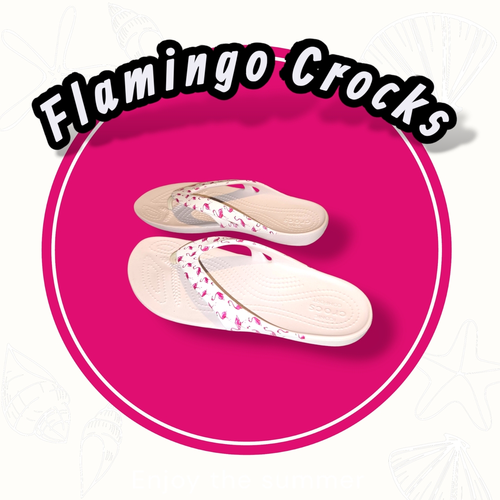 CROCS Women's Pink and Cream Flats
